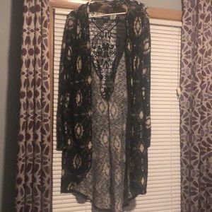 Printed long cardigan